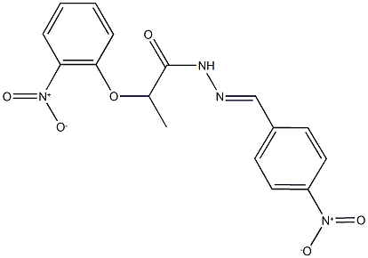 N'-{4-nitrobenzylidene}-2-{2-nitrophenoxy}propanohydrazide Structure