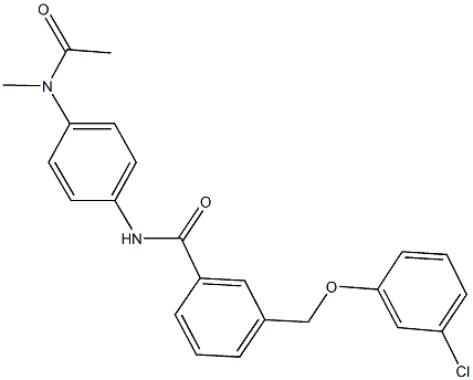 N-{4-[acetyl(methyl)amino]phenyl}-3-[(3-chlorophenoxy)methyl]benzamide 구조식 이미지