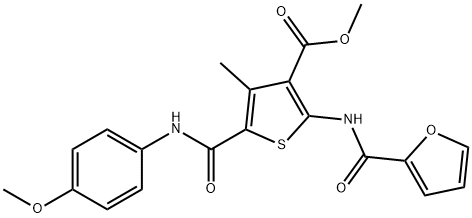 methyl 2-(2-furoylamino)-5-[(4-methoxyanilino)carbonyl]-4-methylthiophene-3-carboxylate 구조식 이미지