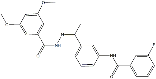 N-{3-[N-(3,5-dimethoxybenzoyl)ethanehydrazonoyl]phenyl}-3-fluorobenzamide 구조식 이미지