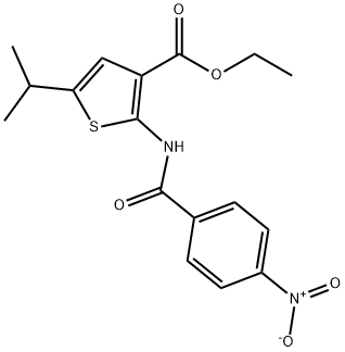 ethyl 2-({4-nitrobenzoyl}amino)-5-isopropylthiophene-3-carboxylate Structure