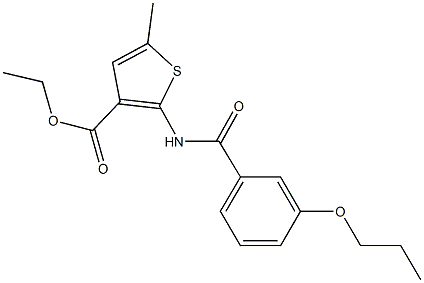 ethyl 5-methyl-2-[(3-propoxybenzoyl)amino]thiophene-3-carboxylate Structure