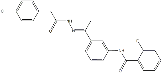 N-(3-{N-[(4-chlorophenyl)acetyl]ethanehydrazonoyl}phenyl)-2-fluorobenzamide Structure