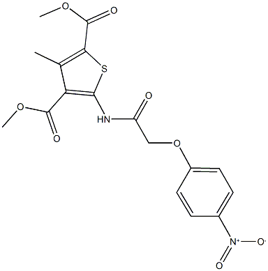 dimethyl 5-[({4-nitrophenoxy}acetyl)amino]-3-methylthiophene-2,4-dicarboxylate 구조식 이미지