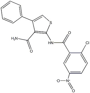 2-({2-chloro-5-nitrobenzoyl}amino)-4-phenyl-3-thiophenecarboxamide Structure