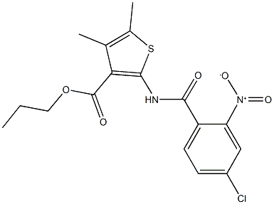 propyl 2-({4-chloro-2-nitrobenzoyl}amino)-4,5-dimethylthiophene-3-carboxylate Structure