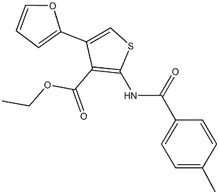 ethyl 4-(2-furyl)-2-[(4-methylbenzoyl)amino]thiophene-3-carboxylate 구조식 이미지