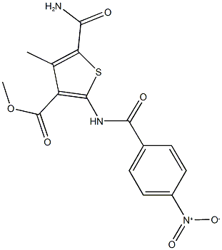 methyl 5-(aminocarbonyl)-2-({4-nitrobenzoyl}amino)-4-methylthiophene-3-carboxylate Structure