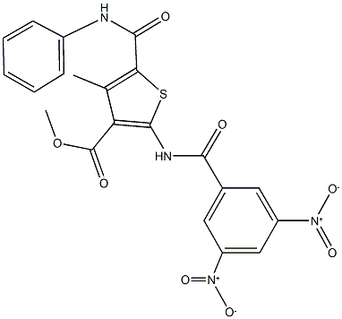methyl 5-(anilinocarbonyl)-2-({3,5-bisnitrobenzoyl}amino)-4-methylthiophene-3-carboxylate 구조식 이미지