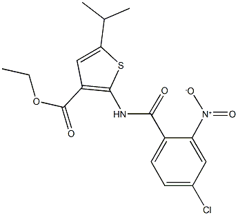 ethyl 2-({4-chloro-2-nitrobenzoyl}amino)-5-isopropylthiophene-3-carboxylate Structure