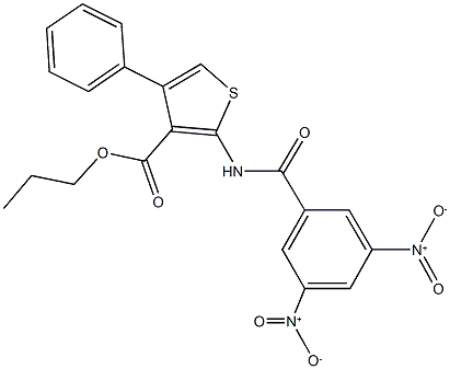 propyl 2-({3,5-bisnitrobenzoyl}amino)-4-phenylthiophene-3-carboxylate Structure