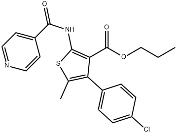 propyl 4-(4-chlorophenyl)-2-(isonicotinoylamino)-5-methylthiophene-3-carboxylate Structure