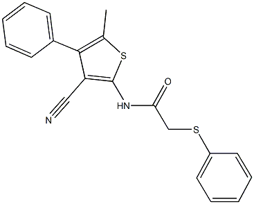 N-(3-cyano-5-methyl-4-phenylthien-2-yl)-2-(phenylsulfanyl)acetamide Structure