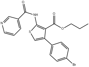 propyl 4-(4-bromophenyl)-2-[(pyridin-3-ylcarbonyl)amino]thiophene-3-carboxylate Structure