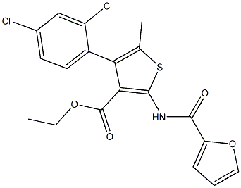 ethyl 4-(2,4-dichlorophenyl)-2-(2-furoylamino)-5-methylthiophene-3-carboxylate 구조식 이미지