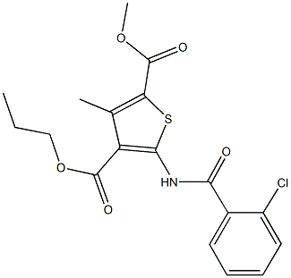 2-methyl 4-propyl 5-[(2-chlorobenzoyl)amino]-3-methyl-2,4-thiophenedicarboxylate 구조식 이미지