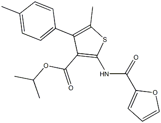 isopropyl 2-(2-furoylamino)-5-methyl-4-(4-methylphenyl)thiophene-3-carboxylate 구조식 이미지