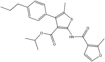 isopropyl 5-methyl-2-[(2-methyl-3-furoyl)amino]-4-(4-propylphenyl)thiophene-3-carboxylate Structure