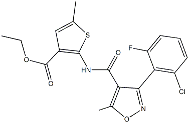 ethyl 2-({[3-(2-chloro-6-fluorophenyl)-5-methyl-4-isoxazolyl]carbonyl}amino)-5-methyl-3-thiophenecarboxylate Structure