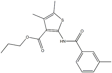 propyl 4,5-dimethyl-2-[(3-methylbenzoyl)amino]thiophene-3-carboxylate 구조식 이미지