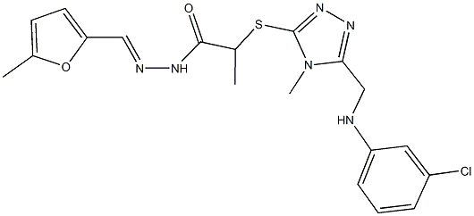 2-({5-[(3-chloroanilino)methyl]-4-methyl-4H-1,2,4-triazol-3-yl}sulfanyl)-N'-[(5-methyl-2-furyl)methylene]propanohydrazide Structure