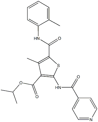 isopropyl 2-(isonicotinoylamino)-4-methyl-5-(2-toluidinocarbonyl)thiophene-3-carboxylate Structure