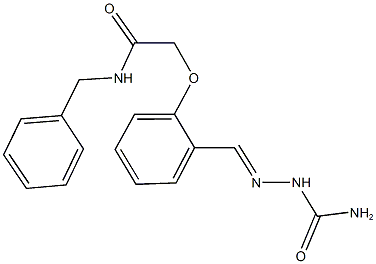 2-{2-[2-(aminocarbonyl)carbohydrazonoyl]phenoxy}-N-benzylacetamide 구조식 이미지