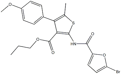 propyl 2-[(5-bromo-2-furoyl)amino]-4-(4-methoxyphenyl)-5-methylthiophene-3-carboxylate 구조식 이미지