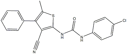 N-(4-chlorophenyl)-N'-(3-cyano-5-methyl-4-phenylthien-2-yl)urea 구조식 이미지