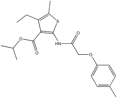 isopropyl 4-ethyl-5-methyl-2-{[(4-methylphenoxy)acetyl]amino}-3-thiophenecarboxylate Structure