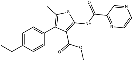 methyl 4-(4-ethylphenyl)-5-methyl-2-[(2-pyrazinylcarbonyl)amino]-3-thiophenecarboxylate Structure