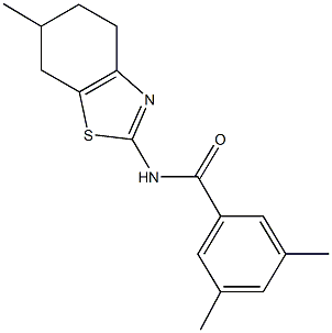 3,5-dimethyl-N-(6-methyl-4,5,6,7-tetrahydro-1,3-benzothiazol-2-yl)benzamide 구조식 이미지