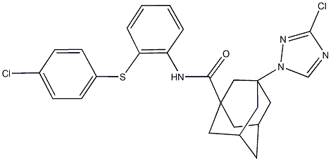 N-{2-[(4-chlorophenyl)sulfanyl]phenyl}-3-(3-chloro-1H-1,2,4-triazol-1-yl)-1-adamantanecarboxamide 구조식 이미지