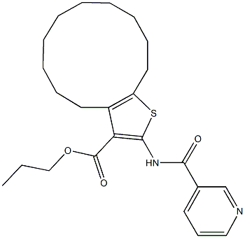 propyl 2-[(3-pyridinylcarbonyl)amino]-4,5,6,7,8,9,10,11,12,13-decahydrocyclododeca[b]thiophene-3-carboxylate Structure