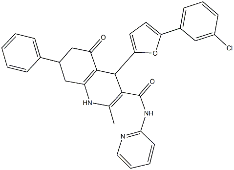 4-[5-(3-chlorophenyl)-2-furyl]-2-methyl-5-oxo-7-phenyl-N-(2-pyridinyl)-1,4,5,6,7,8-hexahydro-3-quinolinecarboxamide Structure