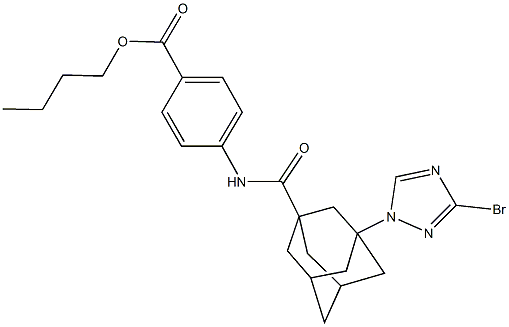 butyl 4-({[3-(3-bromo-1H-1,2,4-triazol-1-yl)-1-adamantyl]carbonyl}amino)benzoate 구조식 이미지