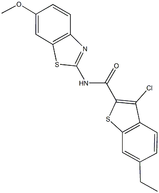 3-chloro-6-ethyl-N-(6-methoxy-1,3-benzothiazol-2-yl)-1-benzothiophene-2-carboxamide 구조식 이미지