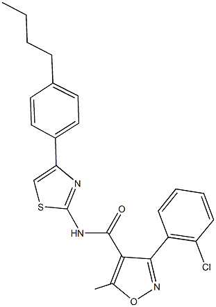 N-[4-(4-butylphenyl)-1,3-thiazol-2-yl]-3-(2-chlorophenyl)-5-methyl-4-isoxazolecarboxamide Structure