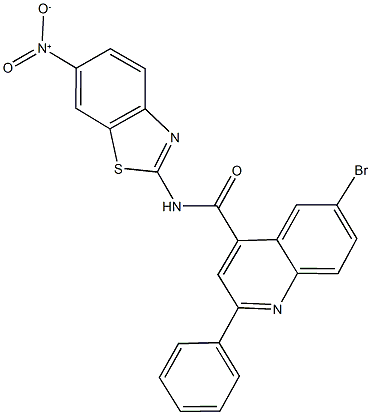 6-bromo-N-{6-nitro-1,3-benzothiazol-2-yl}-2-phenyl-4-quinolinecarboxamide 구조식 이미지