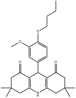 9-(4-butoxy-3-methoxyphenyl)-3,3,6,6-tetramethyl-3,4,6,7,9,10-hexahydro-1,8(2H,5H)-acridinedione Structure