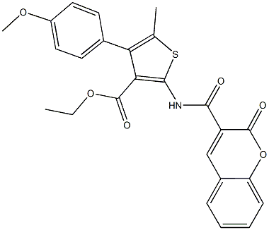 ethyl 4-(4-methoxyphenyl)-5-methyl-2-{[(2-oxo-2H-chromen-3-yl)carbonyl]amino}-3-thiophenecarboxylate 구조식 이미지