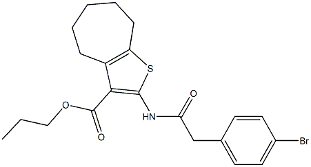 propyl 2-{[(4-bromophenyl)acetyl]amino}-5,6,7,8-tetrahydro-4H-cyclohepta[b]thiophene-3-carboxylate Structure