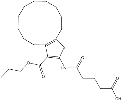 5-oxo-5-{[3-(propoxycarbonyl)-4,5,6,7,8,9,10,11,12,13-decahydrocyclododeca[b]thien-2-yl]amino}pentanoic acid Structure