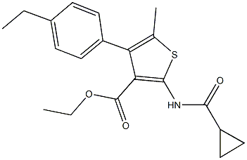 ethyl 2-[(cyclopropylcarbonyl)amino]-4-(4-ethylphenyl)-5-methyl-3-thiophenecarboxylate 구조식 이미지