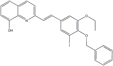 2-{2-[4-(benzyloxy)-3-ethoxy-5-iodophenyl]vinyl}-8-quinolinol 구조식 이미지