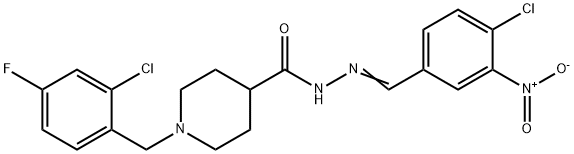 1-(2-chloro-4-fluorobenzyl)-N'-{4-chloro-3-nitrobenzylidene}-4-piperidinecarbohydrazide Structure