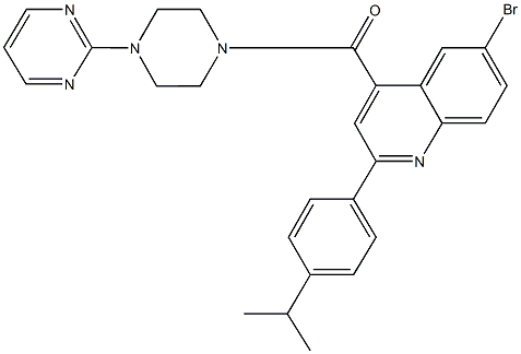 6-bromo-2-(4-isopropylphenyl)-4-{[4-(2-pyrimidinyl)-1-piperazinyl]carbonyl}quinoline 구조식 이미지