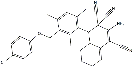 2-amino-4-{3-[(4-chlorophenoxy)methyl]-2,4,6-trimethylphenyl}-4a,5,6,7-tetrahydro-1,3,3(4H)-naphthalenetricarbonitrile Structure