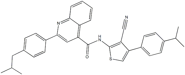 N-[3-cyano-4-(4-isopropylphenyl)-2-thienyl]-2-(4-isobutylphenyl)-4-quinolinecarboxamide Structure