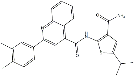 N-[3-(aminocarbonyl)-5-isopropyl-2-thienyl]-2-(3,4-dimethylphenyl)-4-quinolinecarboxamide Structure